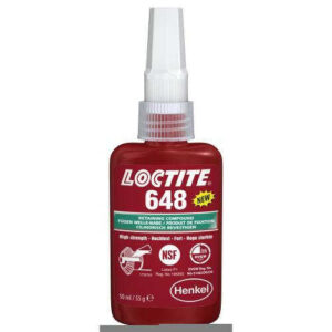 LOCTITE 648 Nagy hőállóságú rögzítő, olajos felületen is működik, növelt hőállóságú (180ºC), inaktív anyagokon is kikeményedik