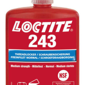 LOCTITE 243 Közepes szilárdságú csavarrögzítő, olajos felületen is működik, növelt hőállóságú (180ºC), inaktív anyagokon is kikeményedik