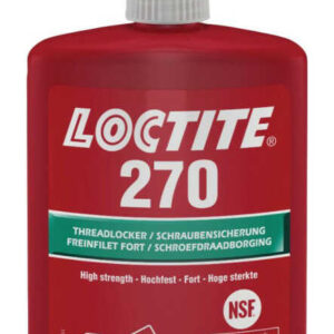 LOCTITE 270 Nagy szilárdságú csavarrögzítő olajos felületen is működik, növelt hőállóságú (180ºC), inaktív anyagokon is kikeményedik